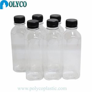 Botella de plástico PET de 330 ml con tapón de plástico negro
