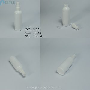 White plastic bottle with 100ml mist sprayer