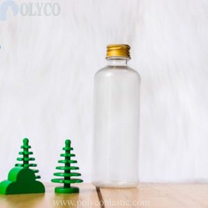 100ml transparent plastic bottle with aluminum cap