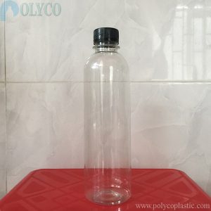 Chai nhựa trong suốt 400ml, chai nhựa PET nắp đen