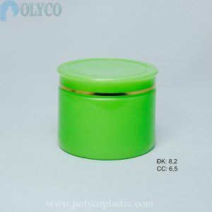 Green body cream jar, beautiful cosmetic bottle
