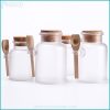 Transparent plastic jar with high quality wooden lid