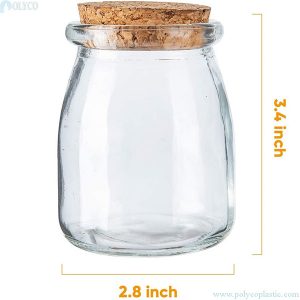 Glass jar containing yogurt 150ml beautifully