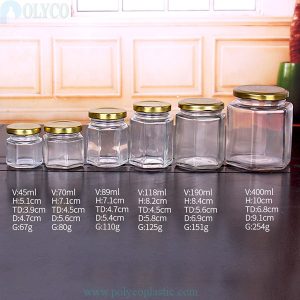 High quality hexagonal glass jar